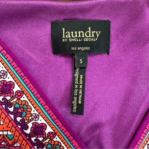 Laundry by Shelli segal 3/4 boho paisley shift dress orange purple size small - Picture 2 of 3